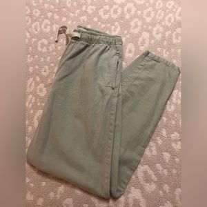Green cotton on pants